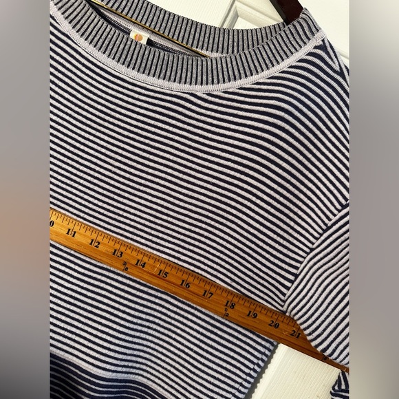 ANTHROPOLOGIE Daily Practice SM White Blue Striped SOFT Knit Sweater Dress Tunic - Picture 9 of 12